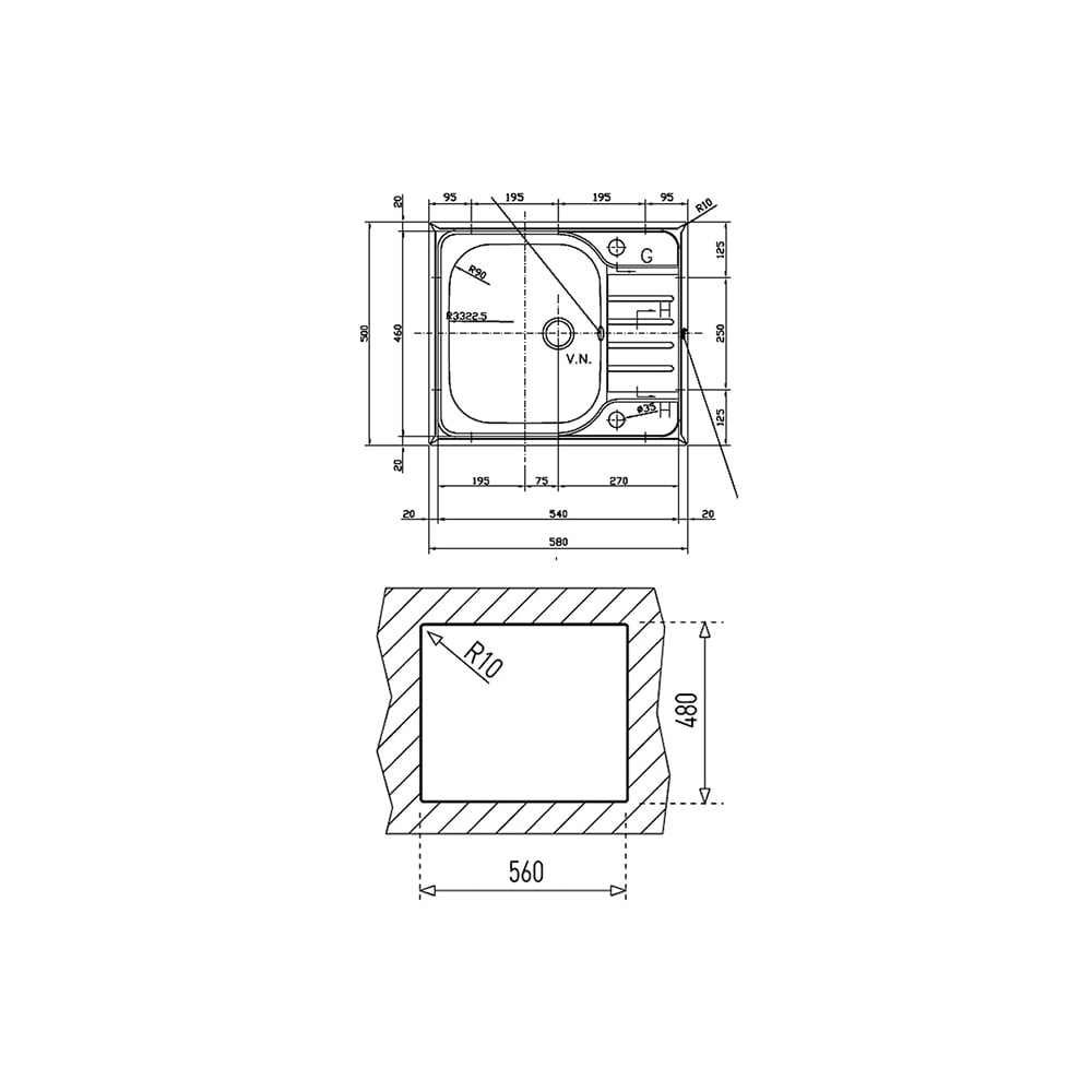 TekaCLASSIC 1B ½ D 580.500 Sağ Damlalıklı Eviye