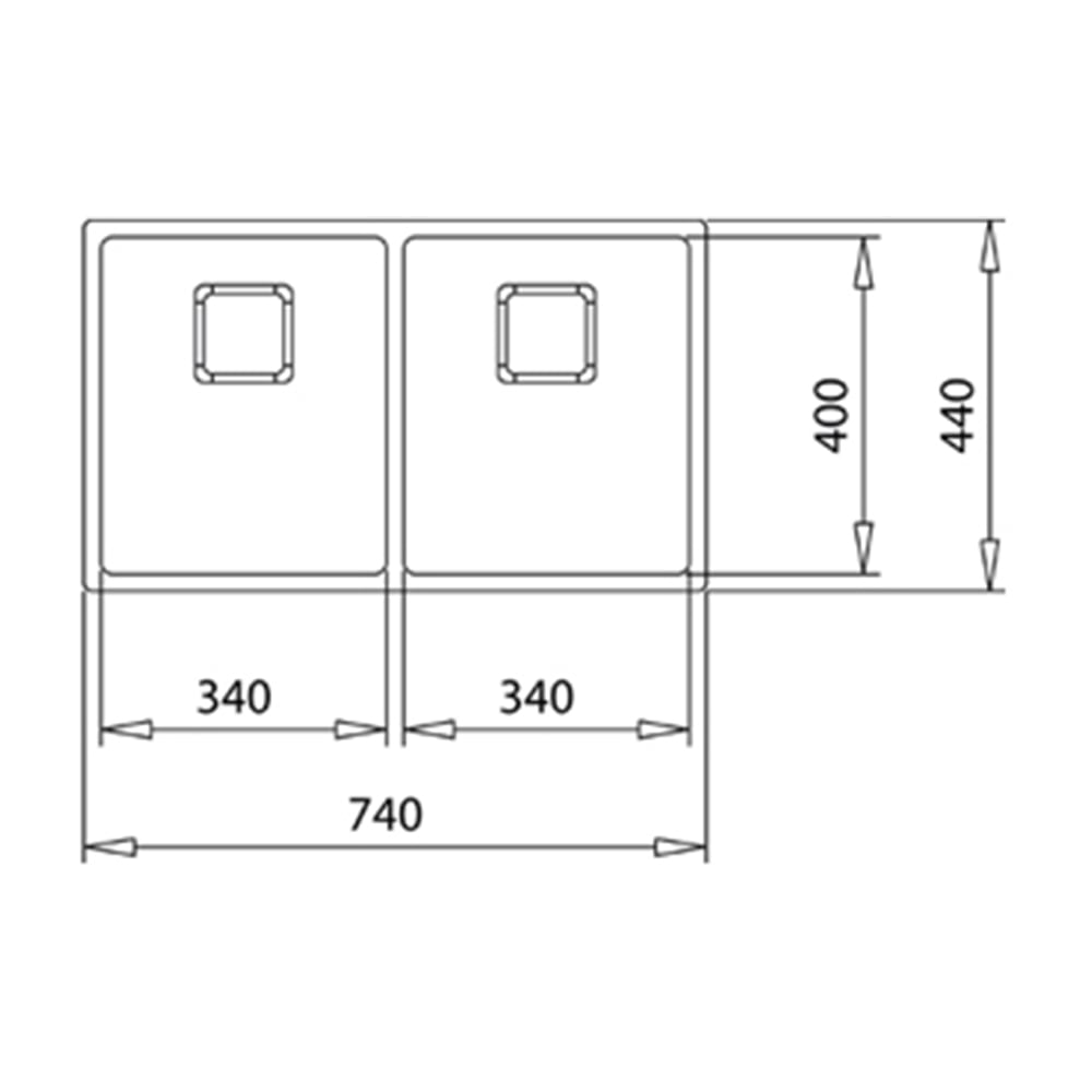 TekaFLEXLINEA RS15 2B 740 Paslanmaz Çelik Eviye
