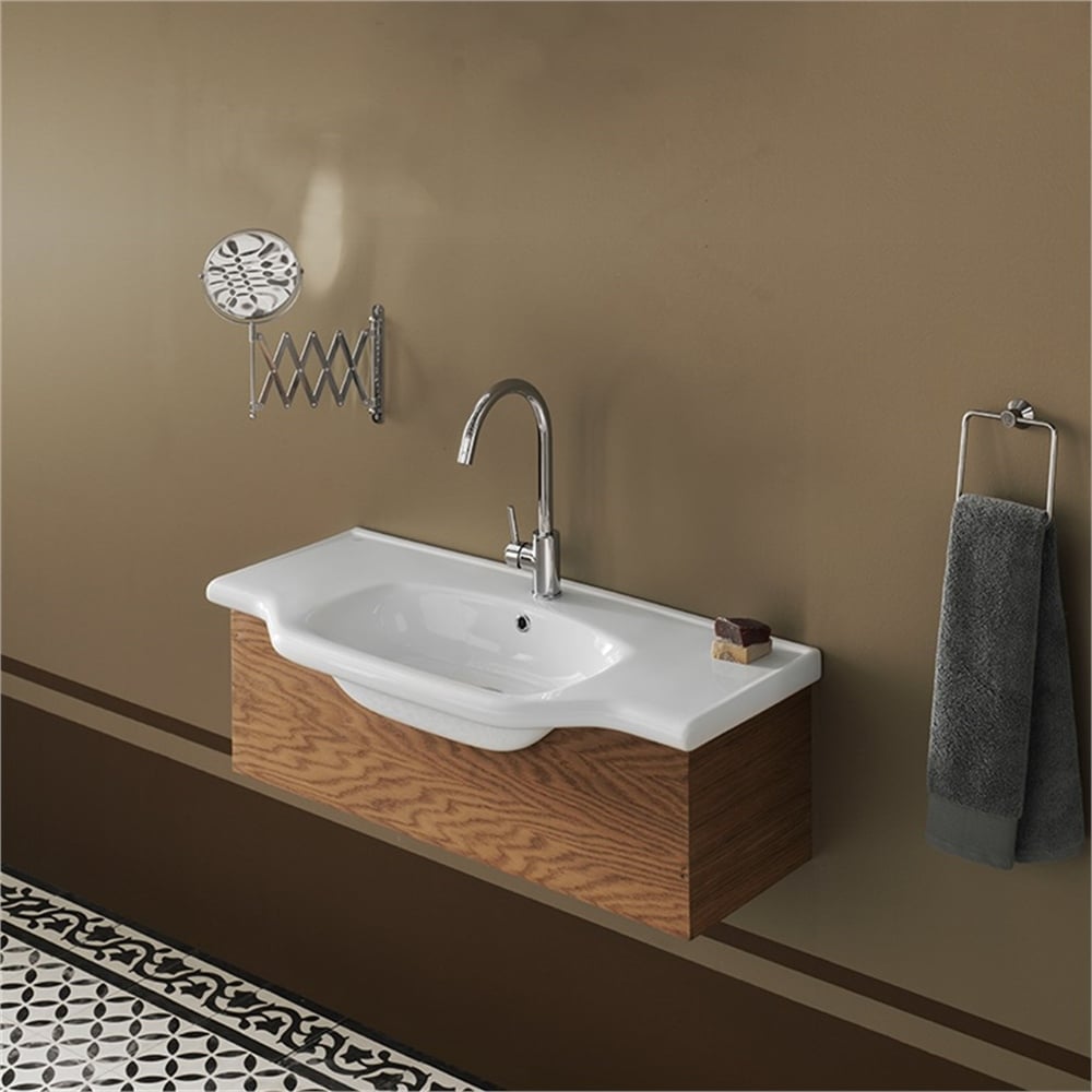 TurkuazCeraStyle Yeni Klasik 100 cm Beyaz Etajerli Lavabo