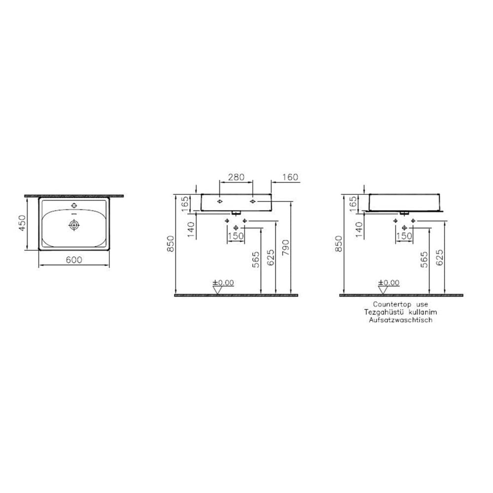 VitraEqual 60 cm Tezgah Üstü Lavabo