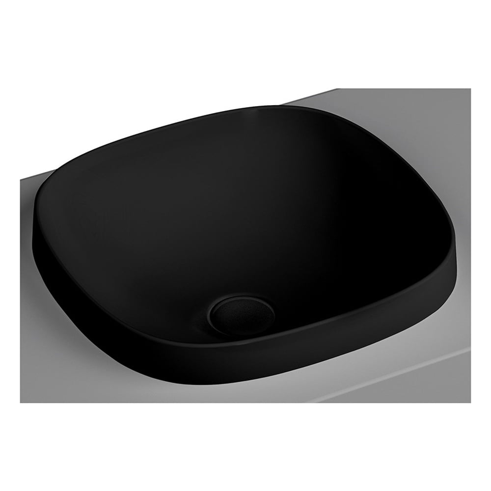 VitraFrame 41 cm Tezgah Üstü Kare Lavabo Mat Siyah