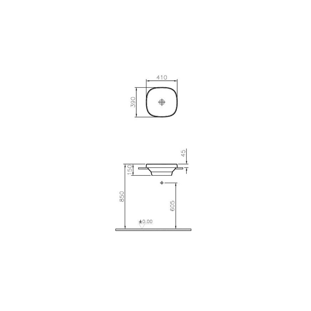 VitraFrame 41 cm Tezgah Üstü Kare Lavabo Siyah
