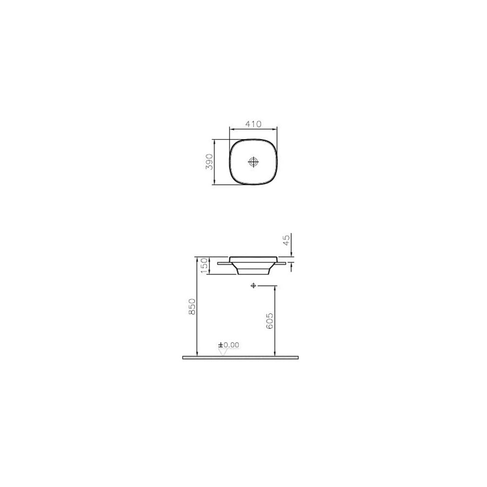 VitraFrame 41 cm Tezgah Üstü Kare Lavabo Beyaz