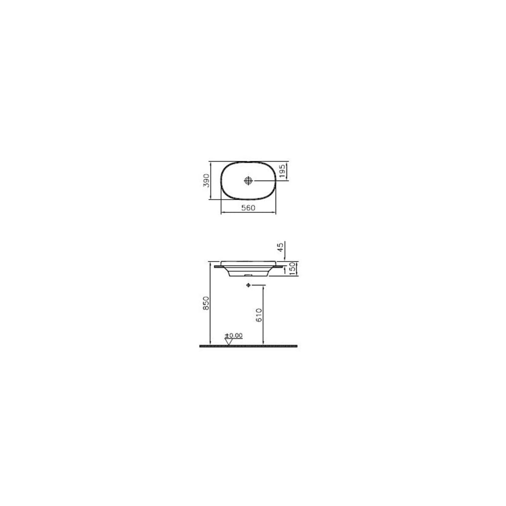 VitraFrame 56 cm Tezgah Üstü Oval Lavabo Siyah