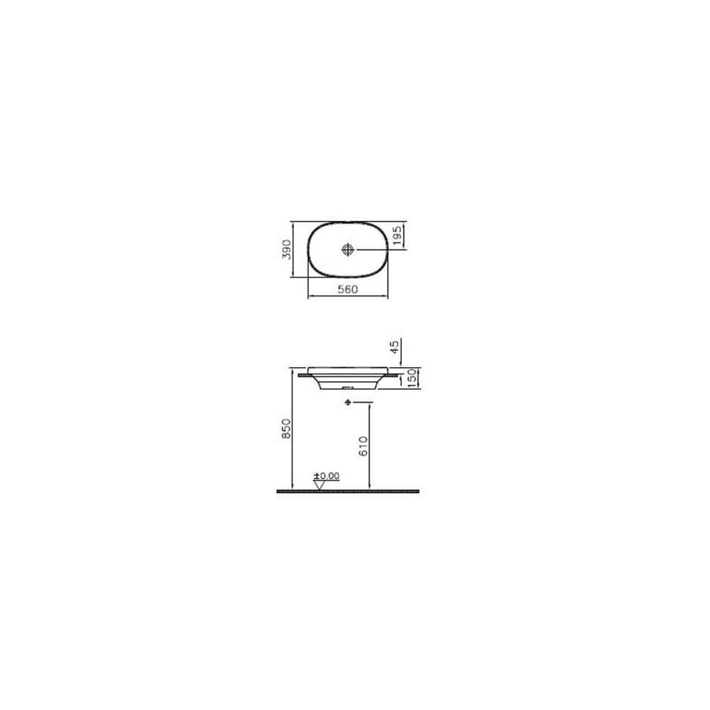 VitraFrame 56 cm Tezgah Üstü Oval Lavabo Mat Beyaz
