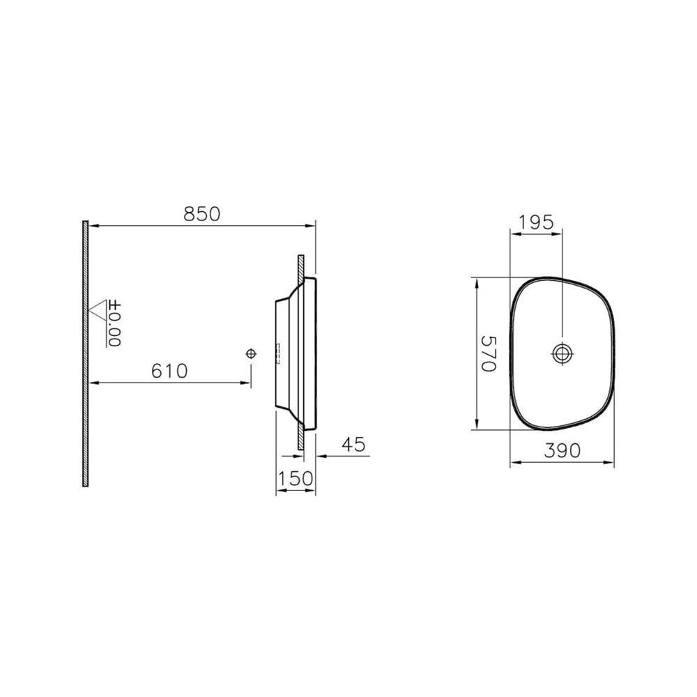VitraFrame 57 cm Tezgah Üstü Tv Lavabo Beyaz