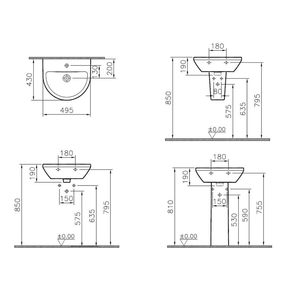 Vitraİntegra 50 cm Lavabo