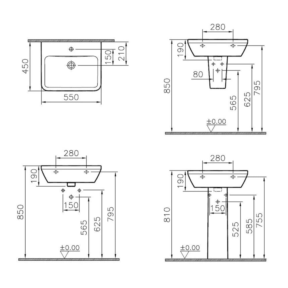 Vitraİntegra 55 cm Kare Lavabo