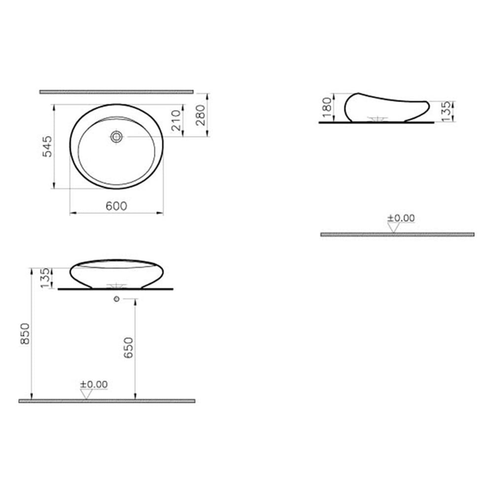 Vitraİstanbul 60 cm Oval Çanak Lavabo
