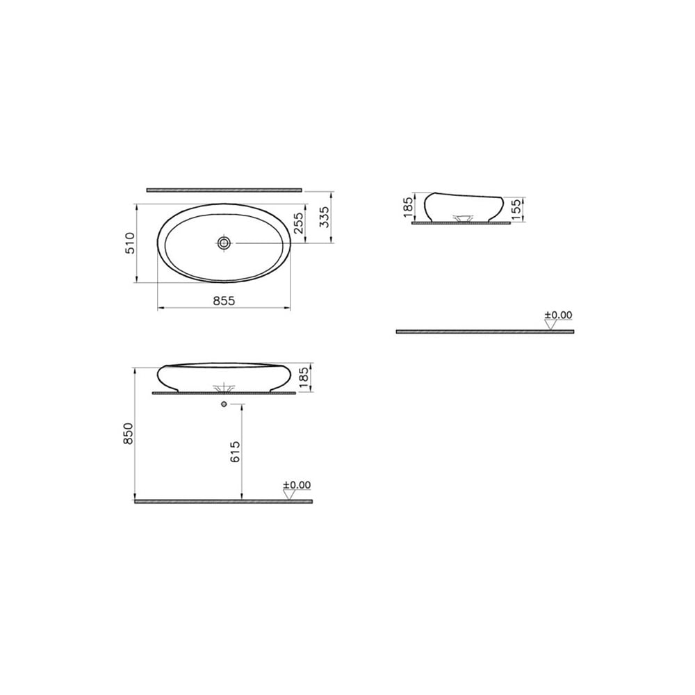 Vitraİstanbul 85 cm Oval Çanak Lavabo Beyaz
