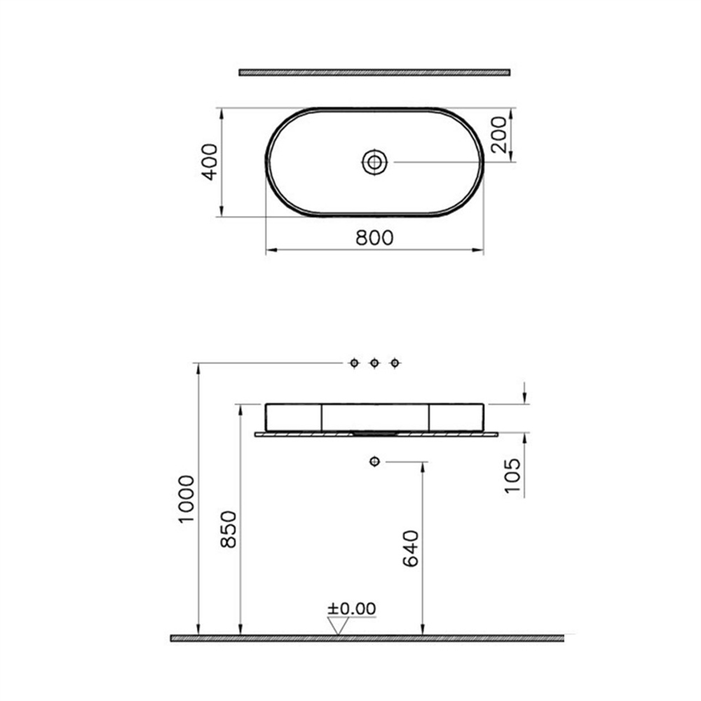 VitraMemoria 80 cm Oval Çanak Lavabo