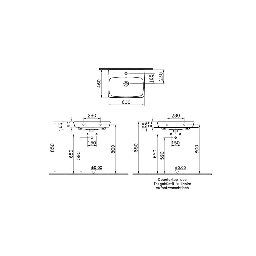 VitraMetropole 0937 60 cm Tezgah Üstü Lavabo