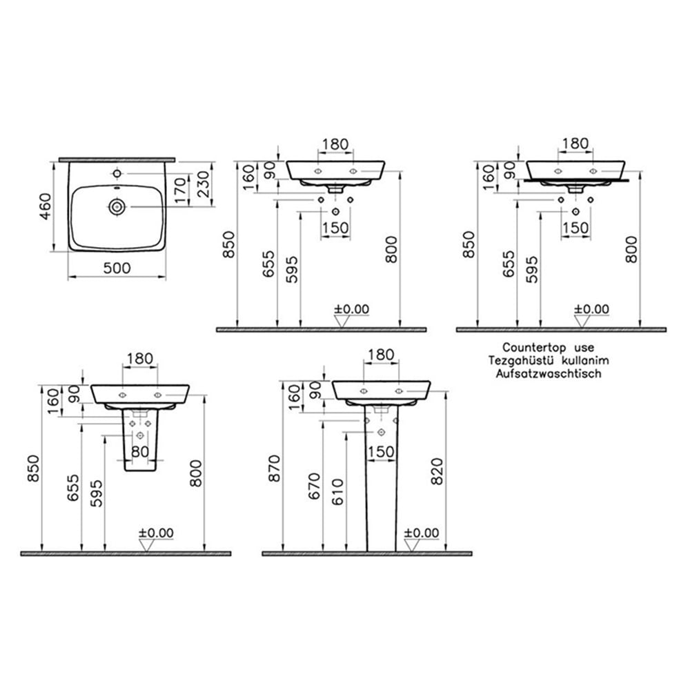 VitraMetropole 50 cm Standart Lavabo