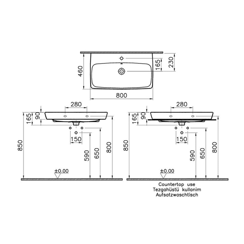 VitraMetropole 80 cm Tezgah Üstü Lavabo