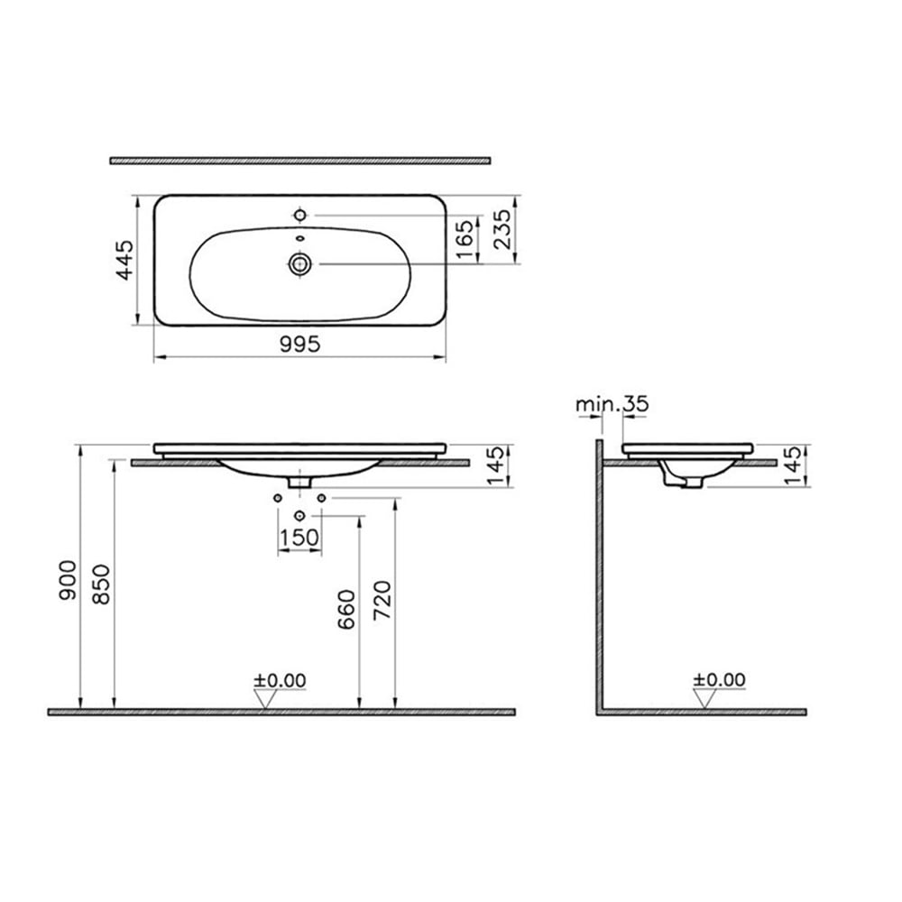 VitraNest Trendy 100 cm Tezgah Lavabo