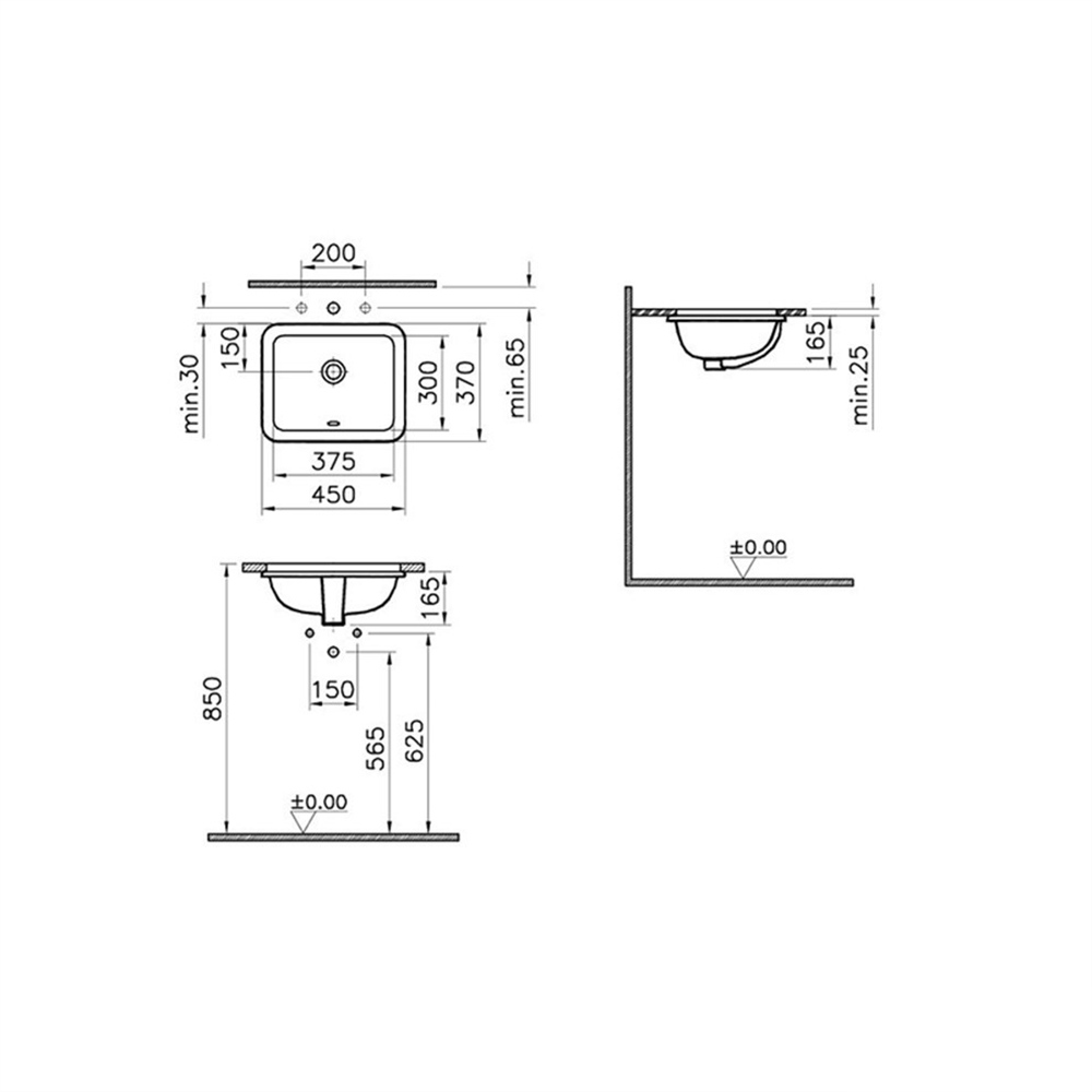 VitraS20 38 cm Tezgah Altı Lavabo