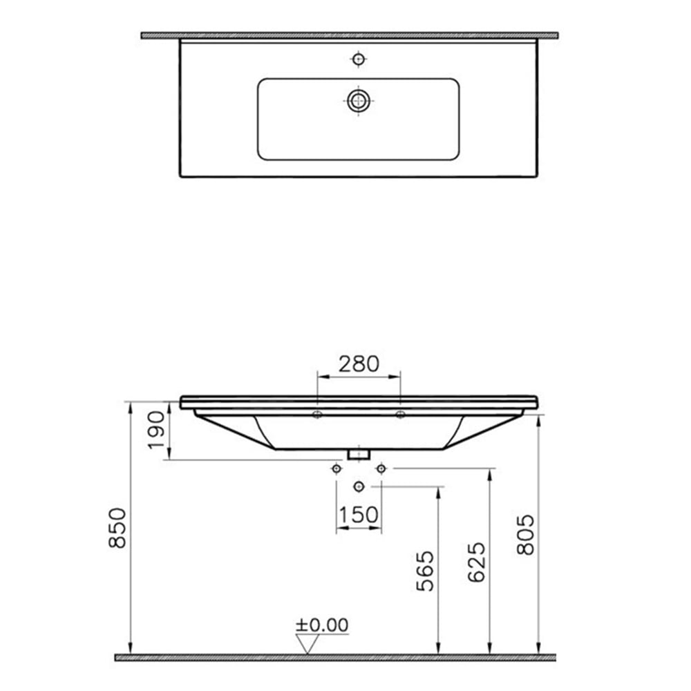 VitraS50 120 cm Etajerli Lavabo