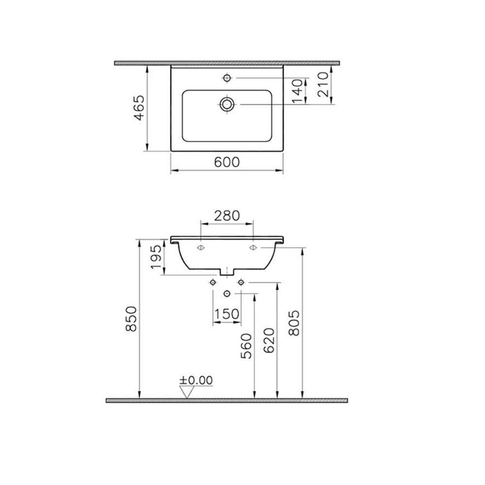 VitraS50 60 cm Etajerli Lavabo