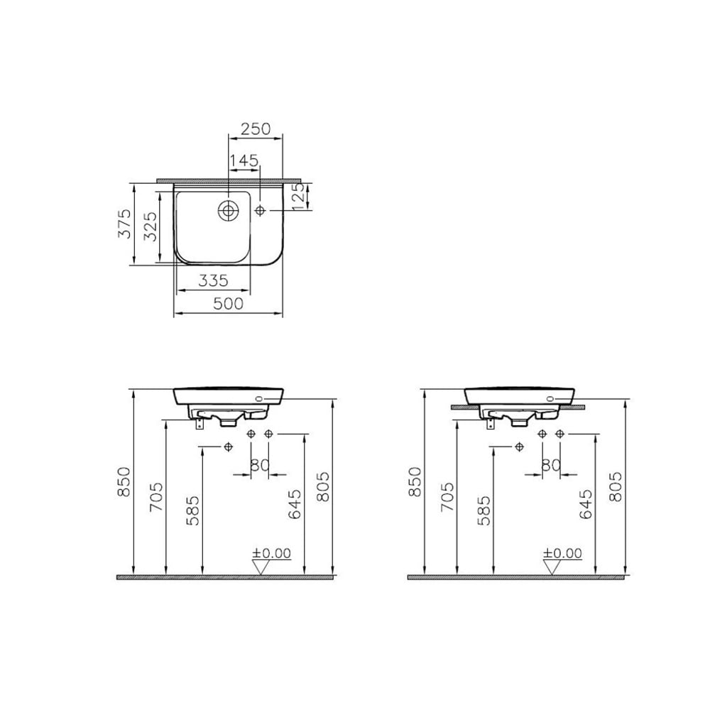 VitraSento 50x35 cm Etajerli Lavabo