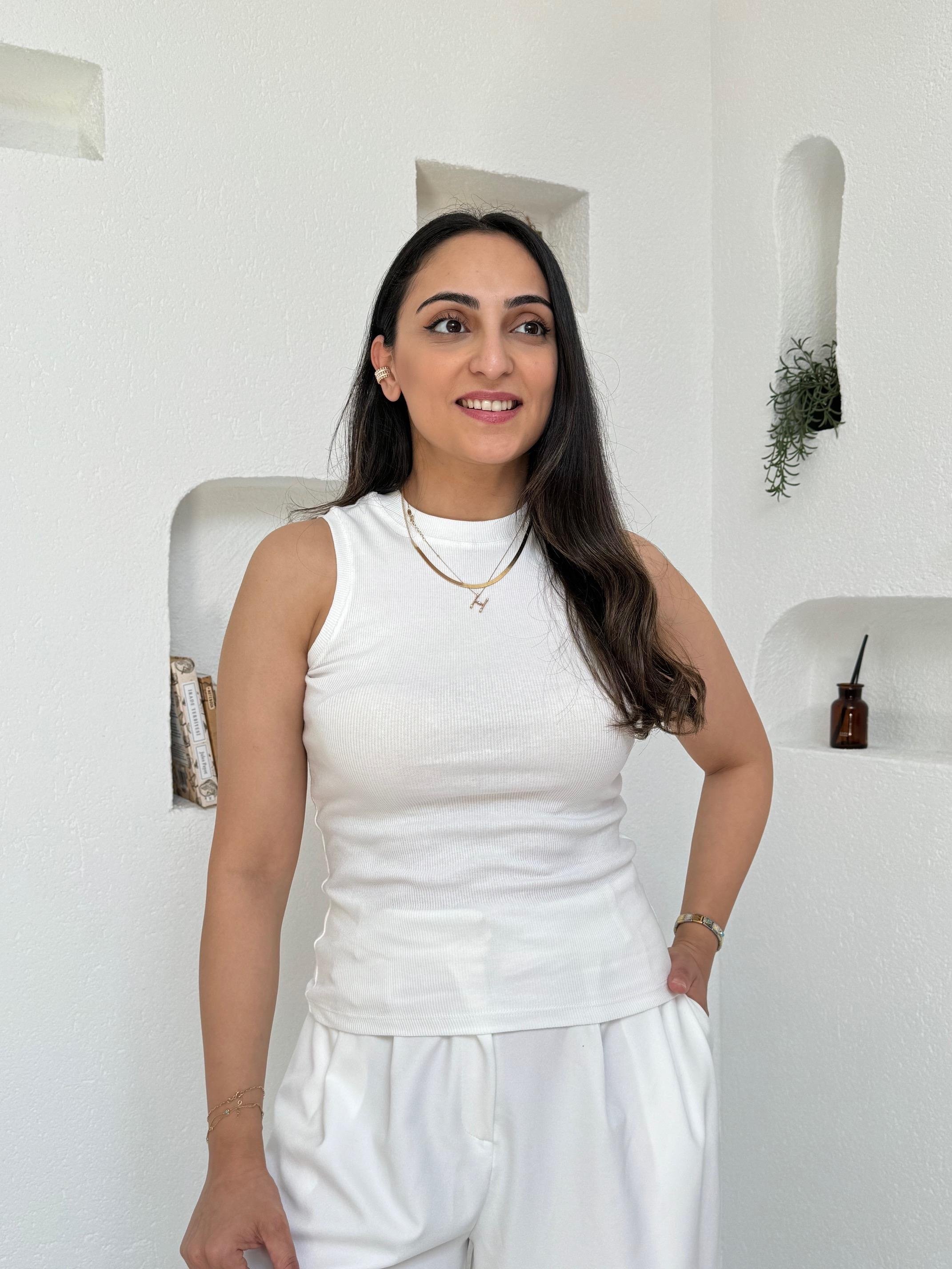 Anya Beyaz İnce Fitilli Basic Üst