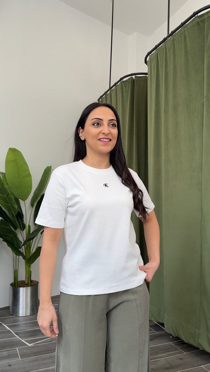 Beyaz Ck Pamuklu Basic Tişört