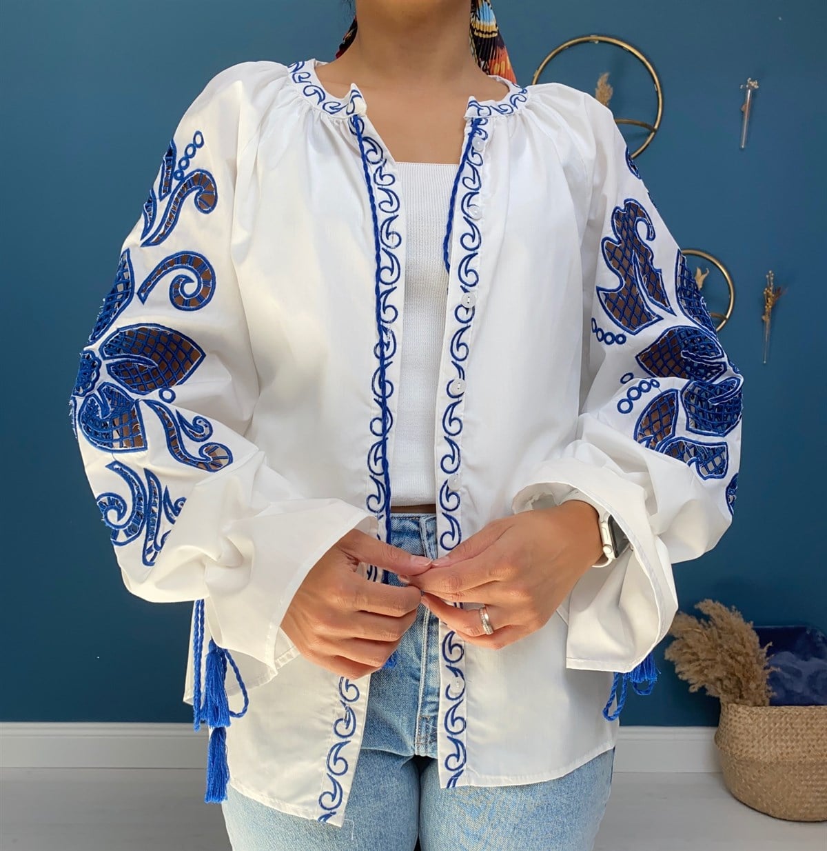 Beyaz Poplin Kumaş Kimono