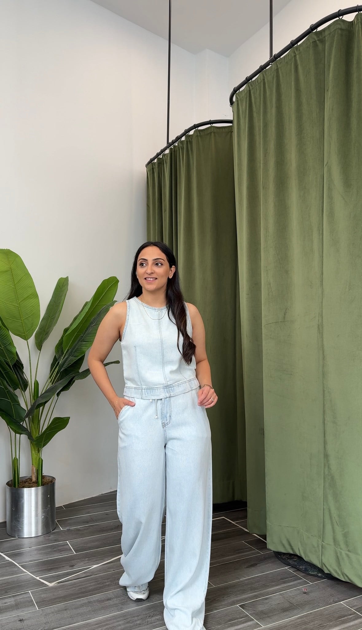 Buz Mavisi Pamuklu Denim Takım