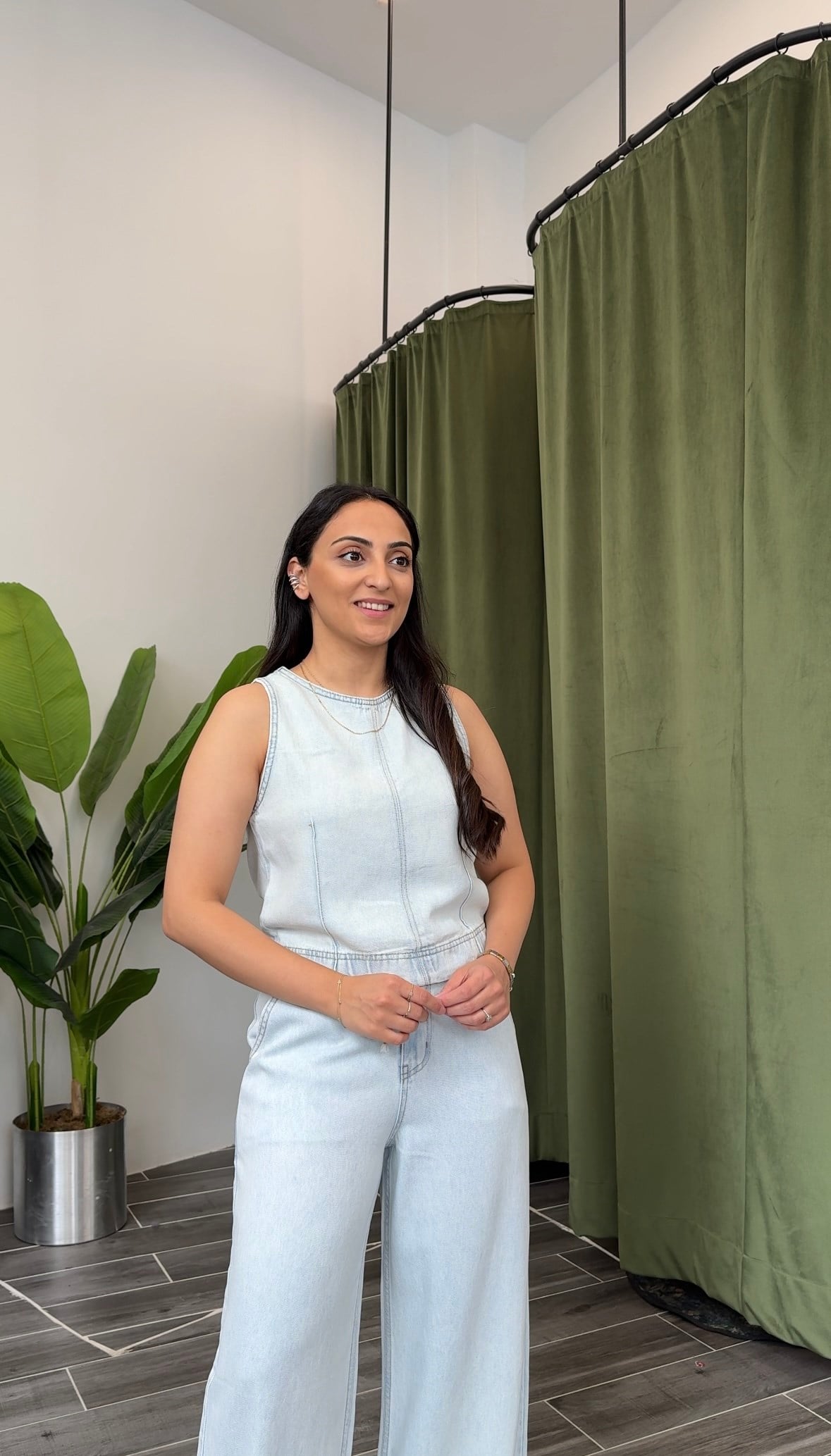 Buz Mavisi Pamuklu Denim Takım