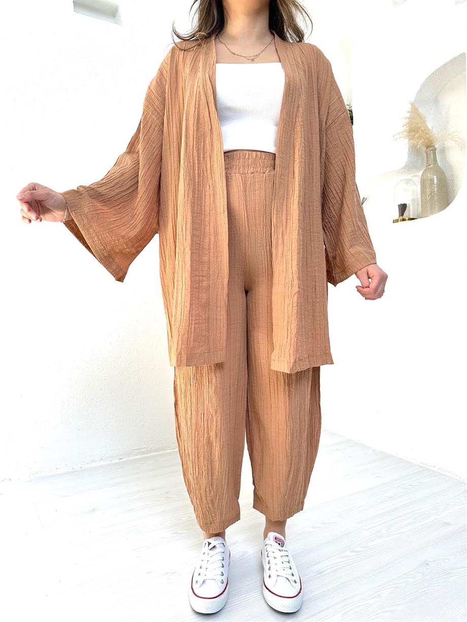 Camel Gofre Kimono Takım