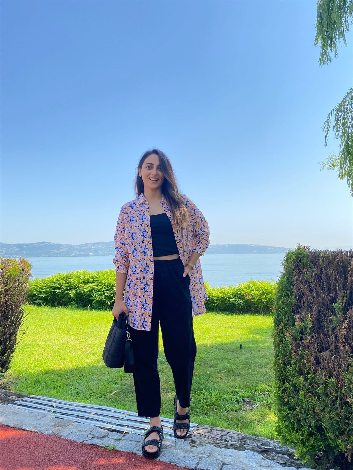 Gabardin Kumaş Beli İpli Siyah Pantolon