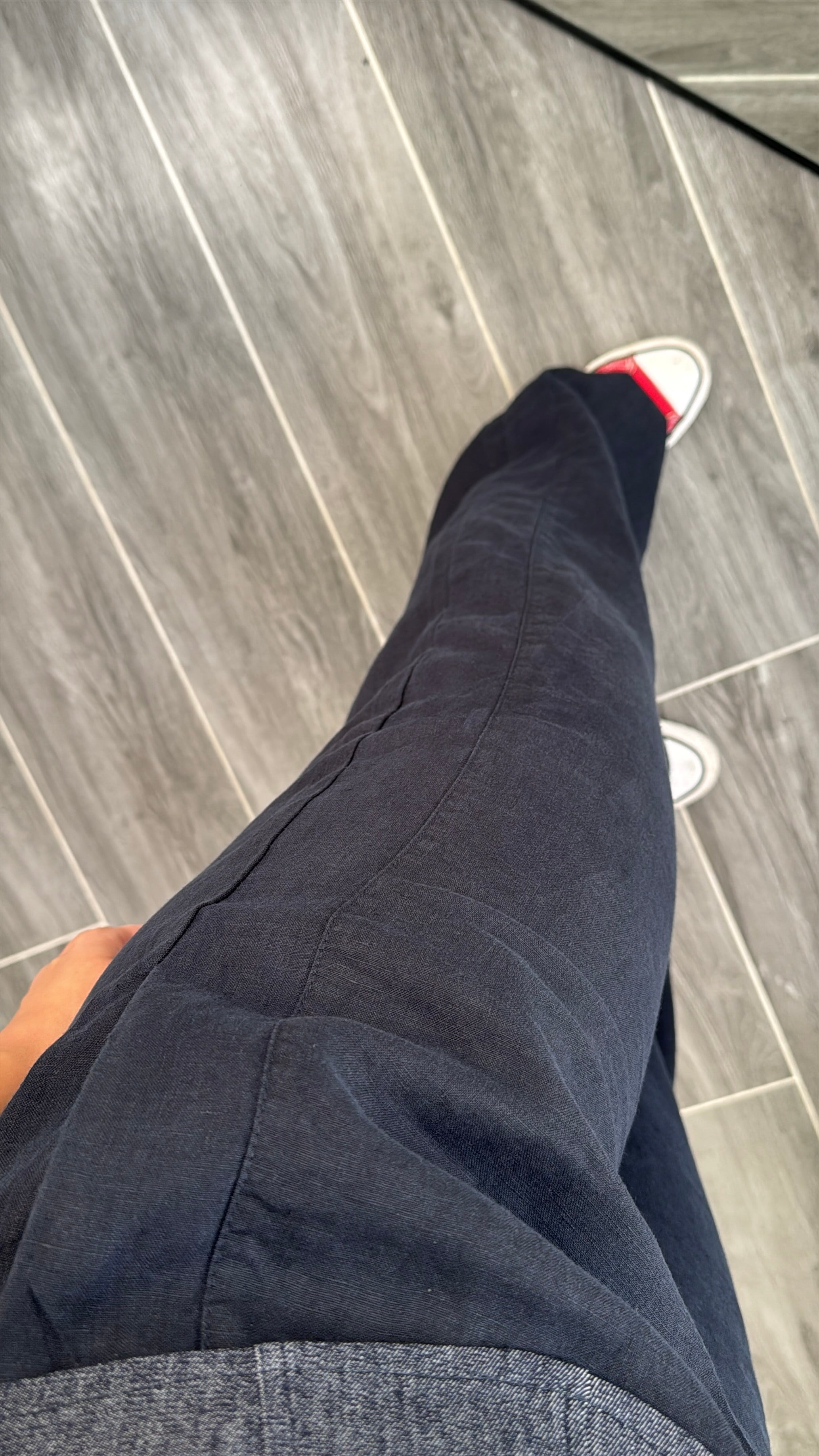 Karol Lacivert %100 Keten Rahat Pantolon