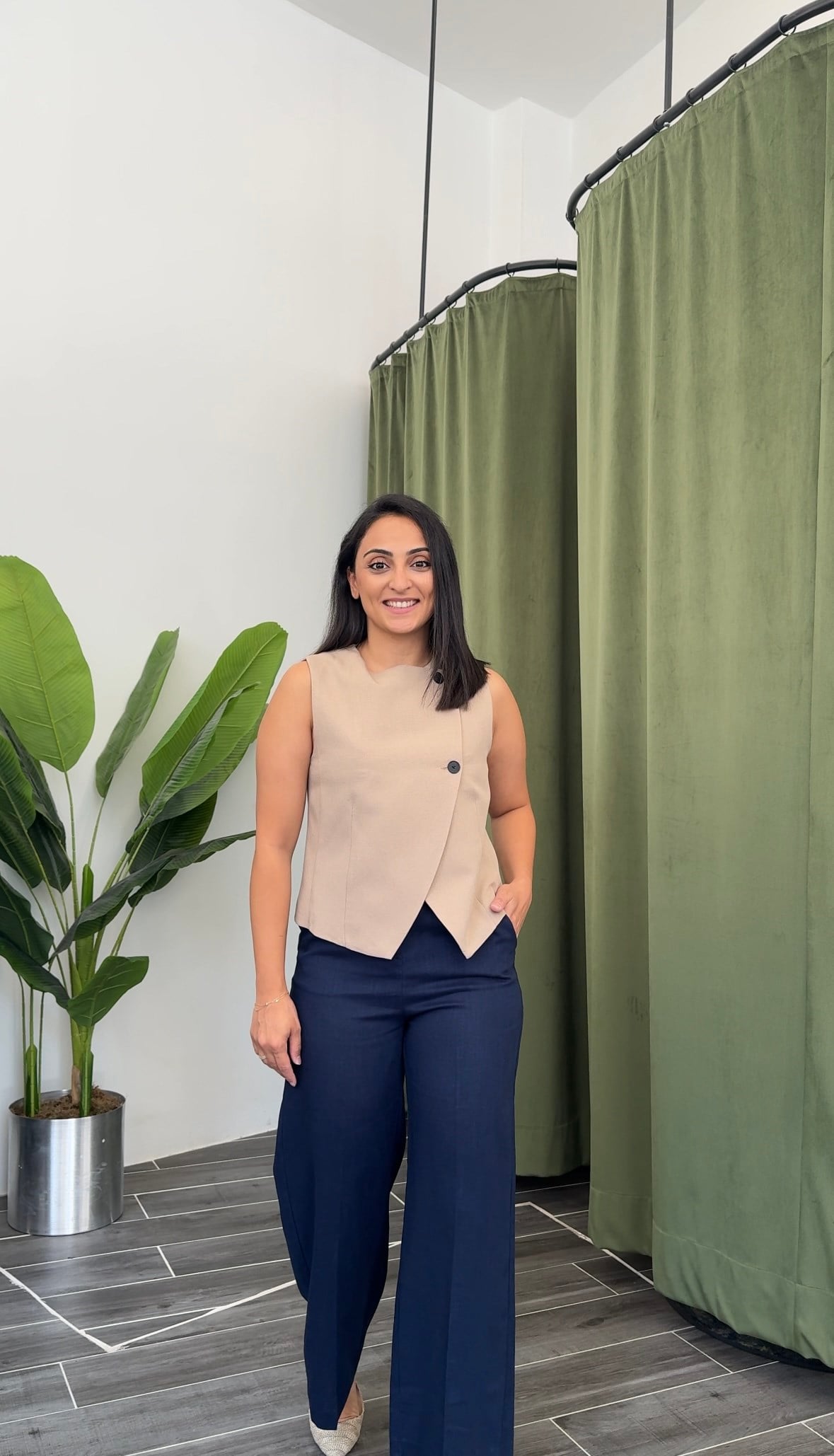 Karol Lacivert Keten Kemerli Pantolon