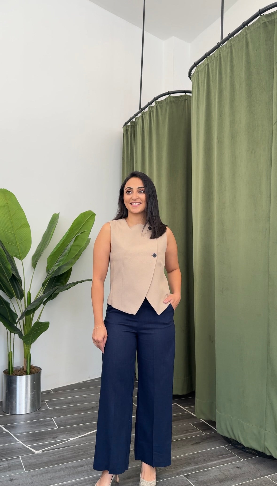 Karol Lacivert Keten Kemerli Pantolon