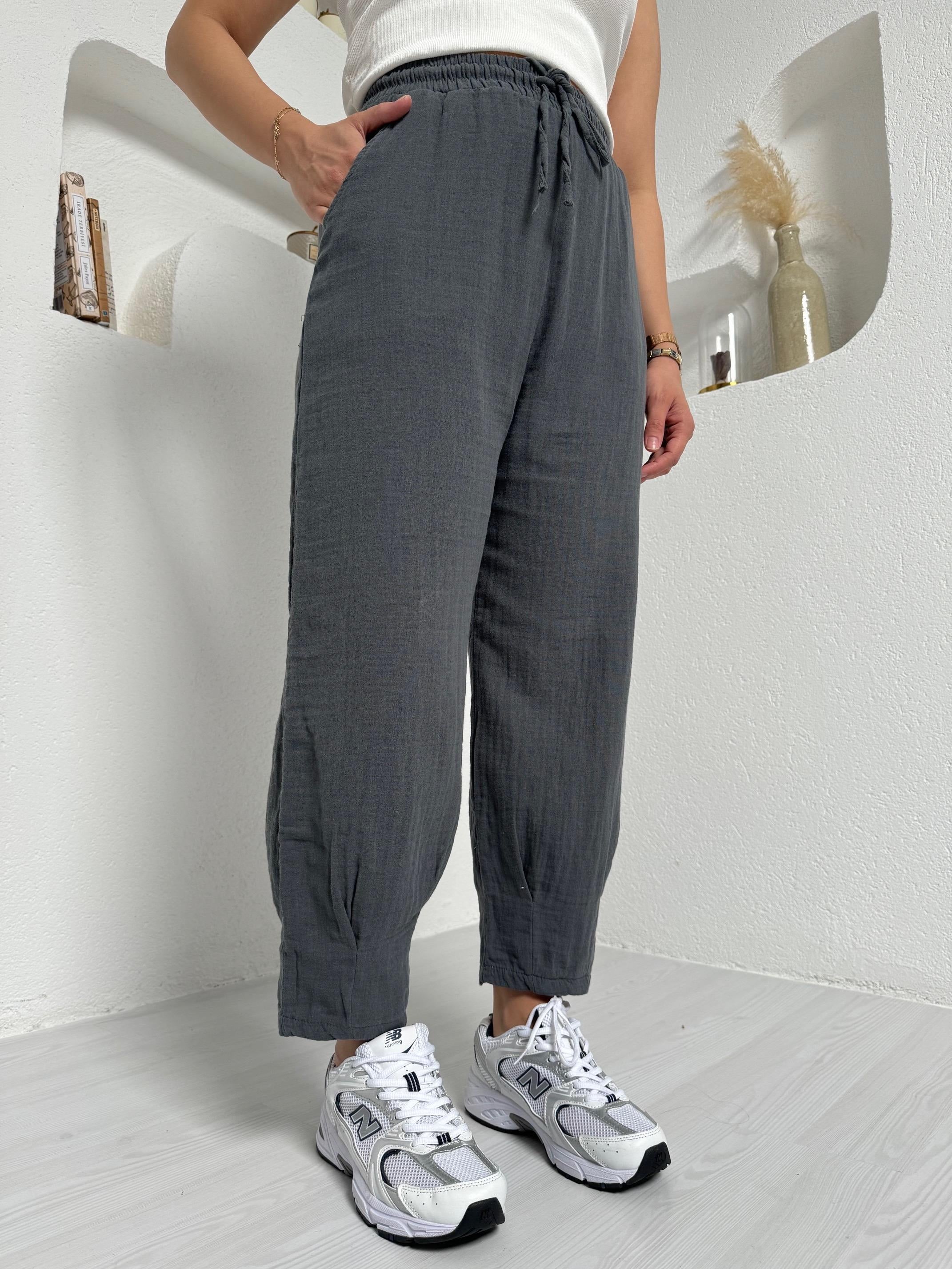 Lola Füme % 100 Keten Müslin Pantolon