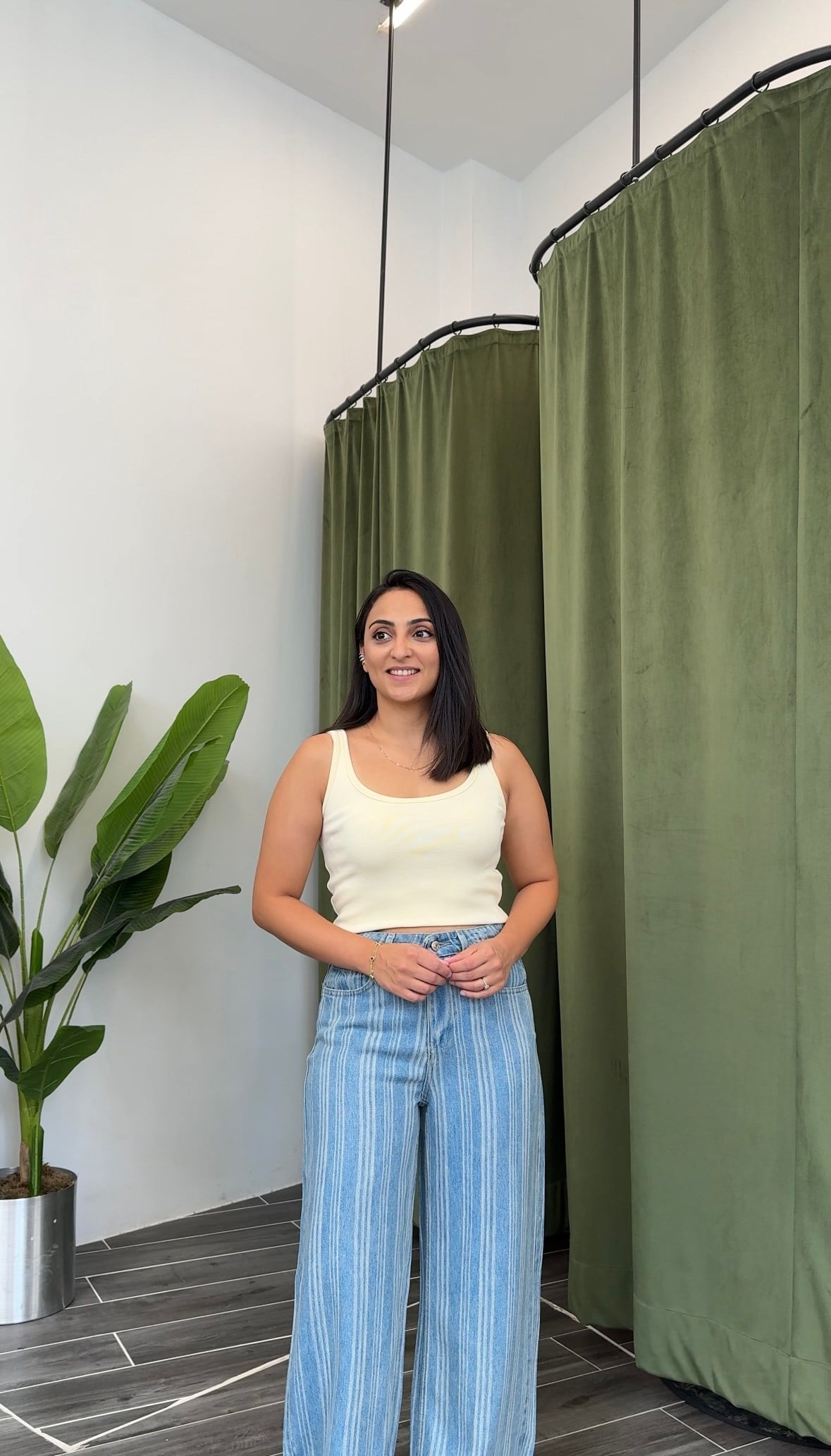 Pamuklu Çizgili Trend Denim
