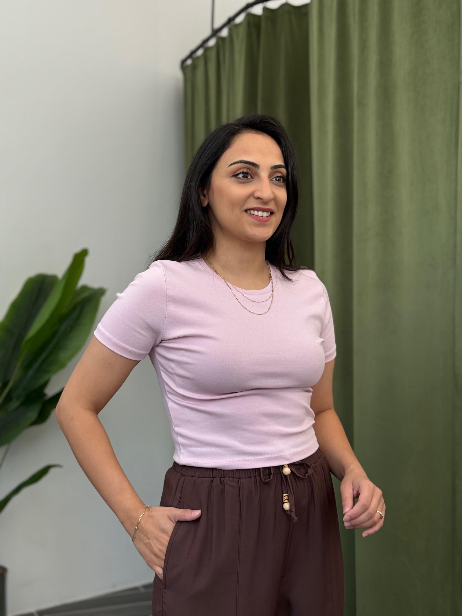 Pembe Crop Pamuklu Basic