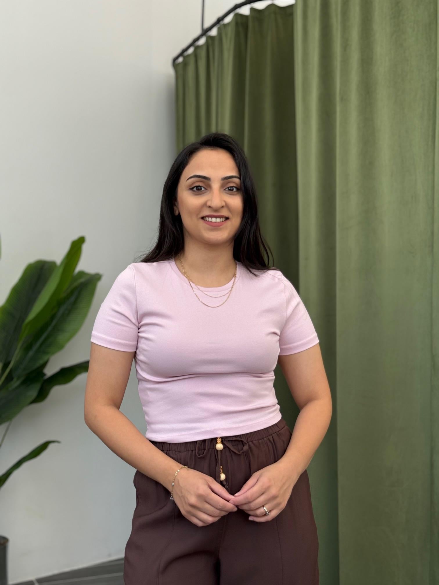 Pembe Crop Pamuklu Basic