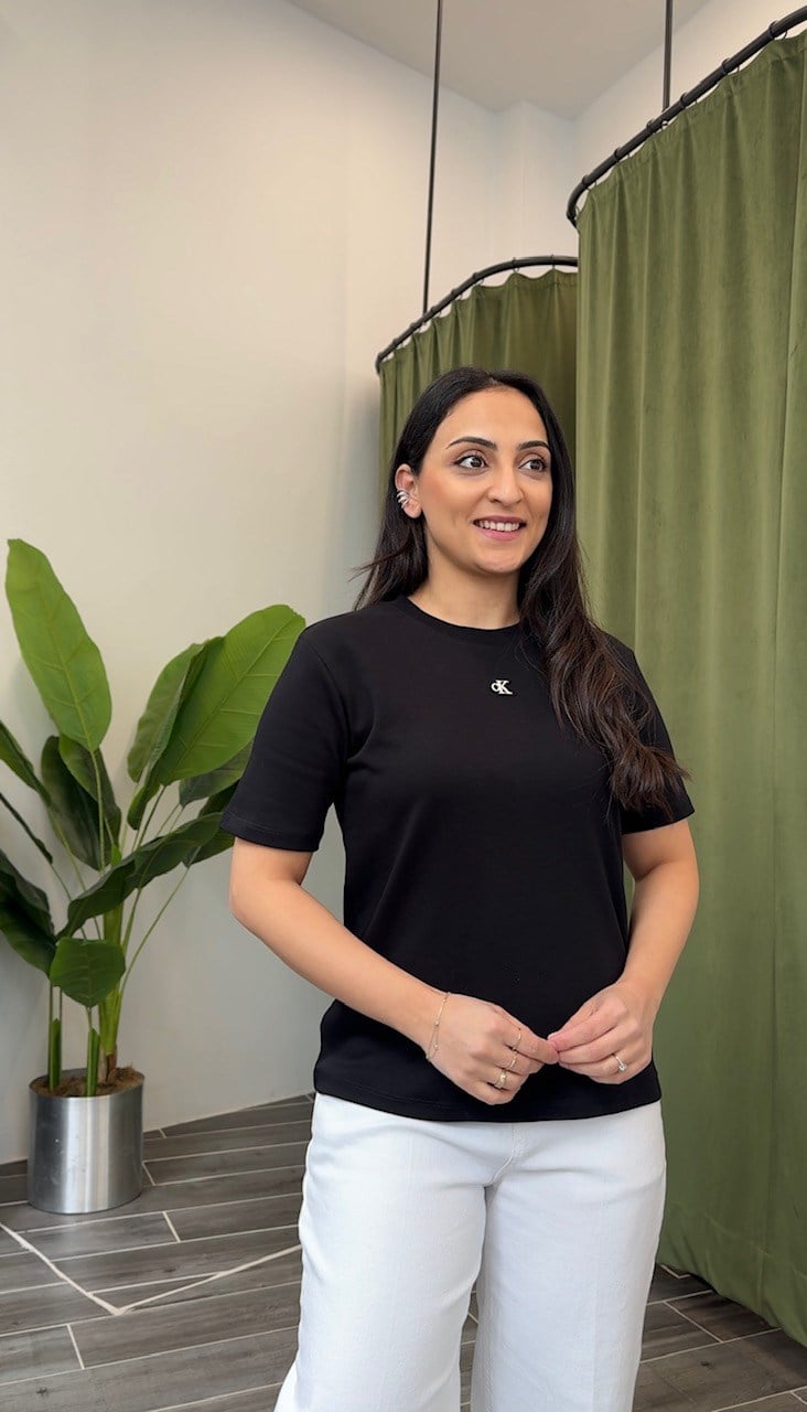 Siyah Ck Pamuklu Basic Tişört