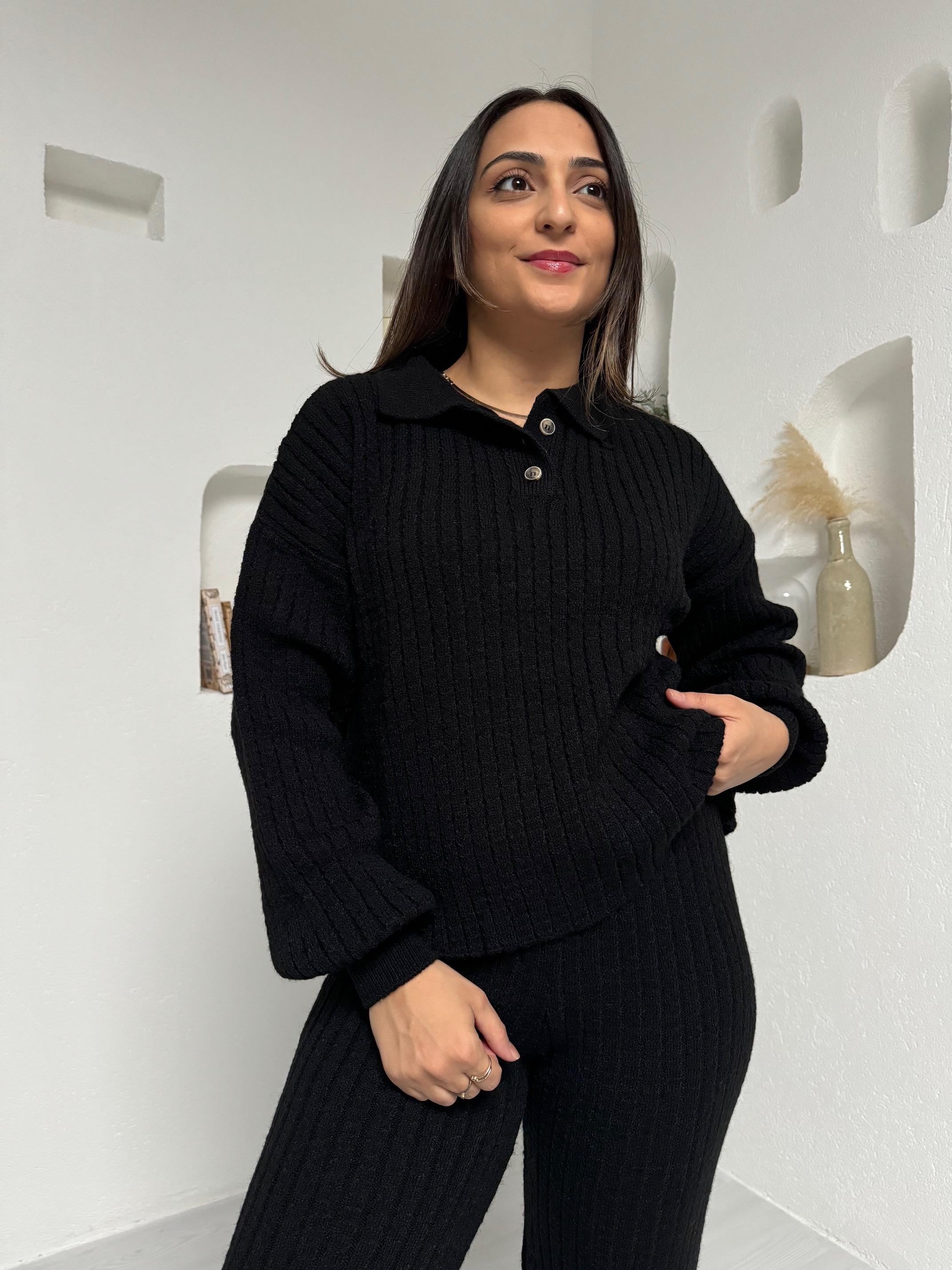 Siyah Örme Alt Üst Takım