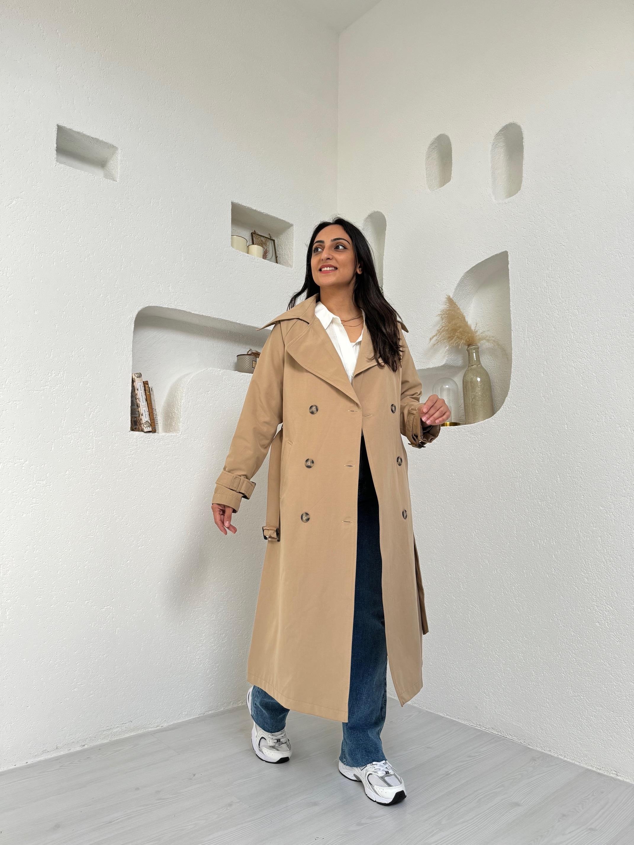 Sky Slim Camel Trençkot
