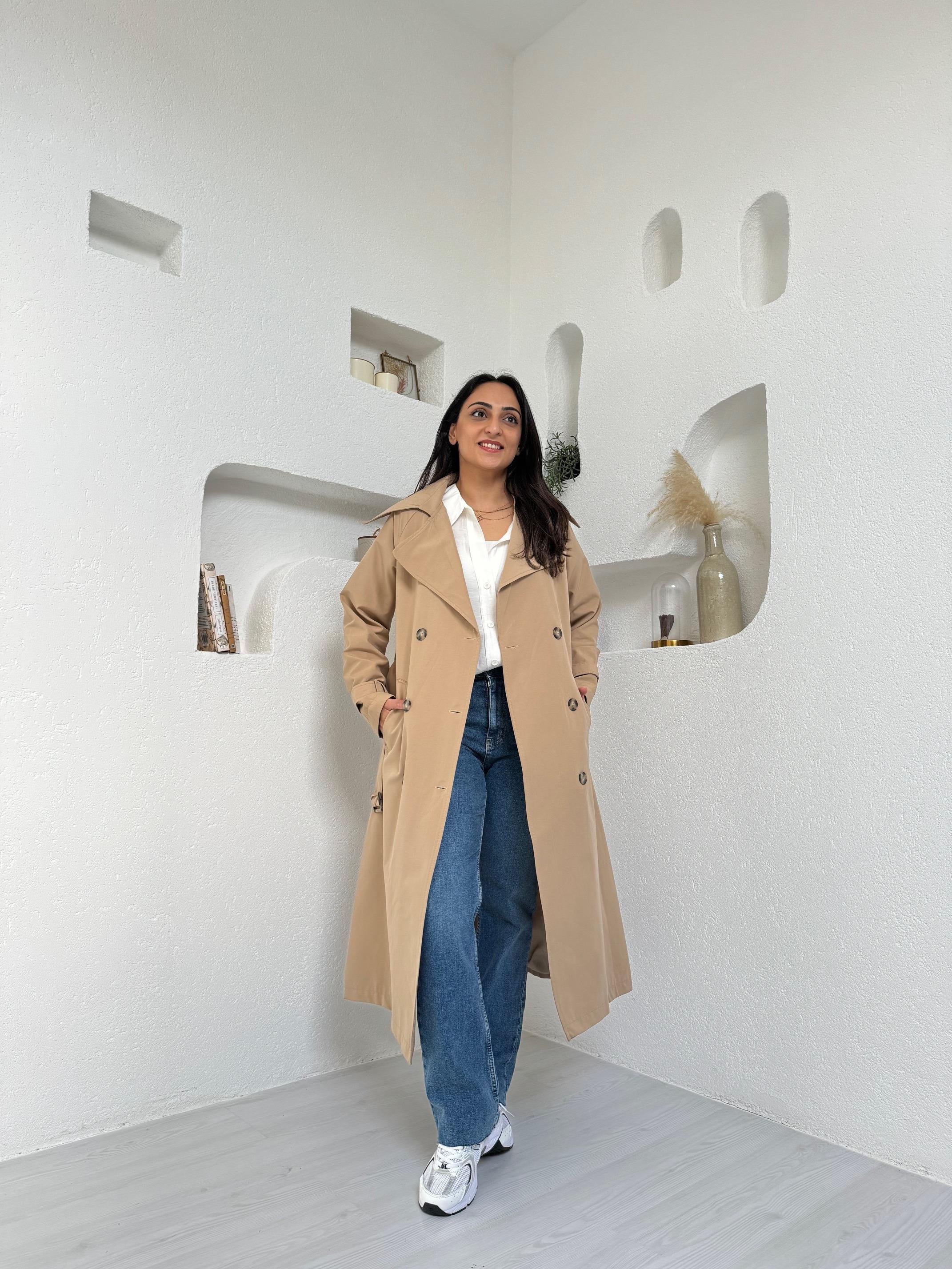 Sky Slim Camel Trençkot