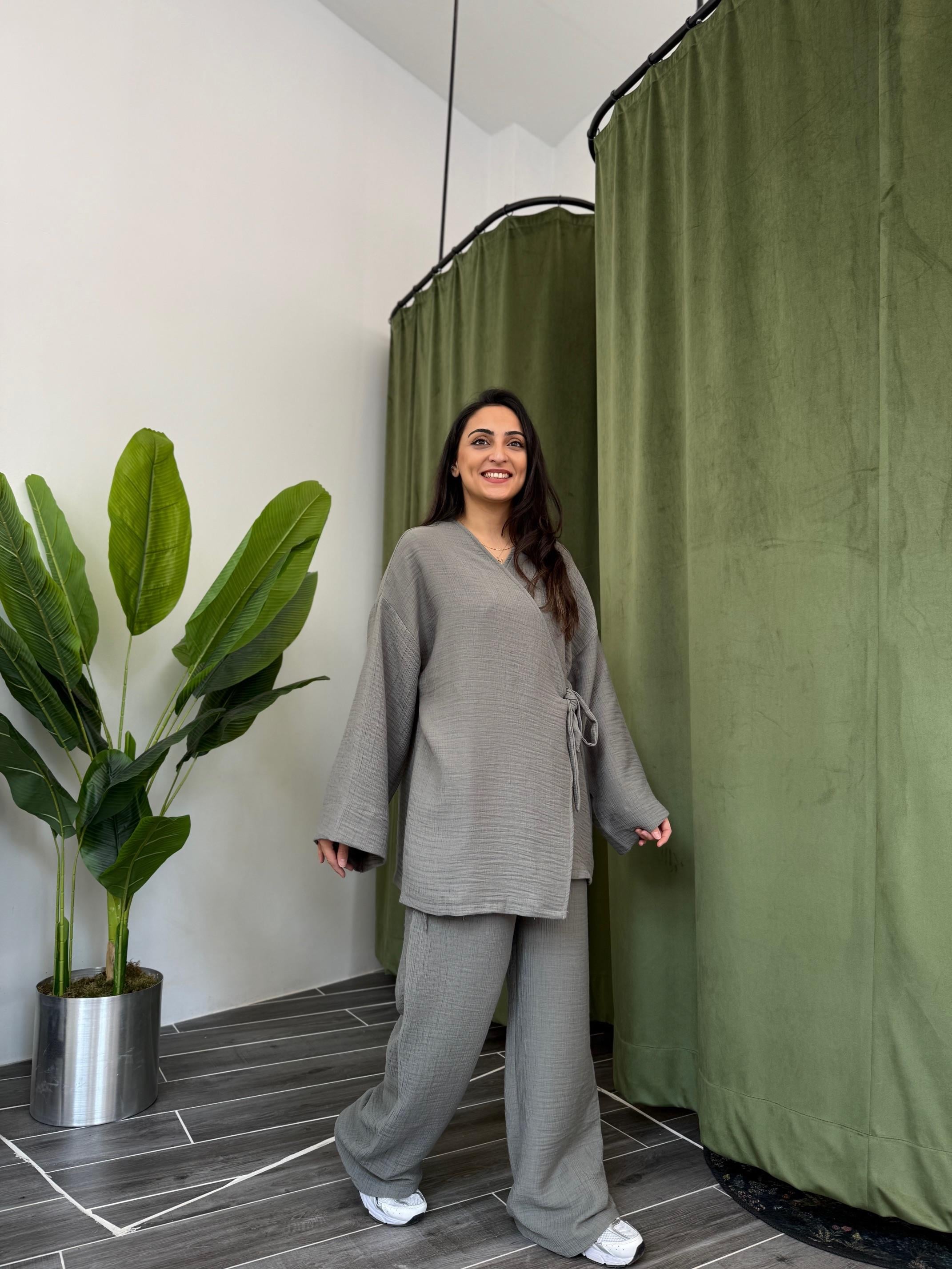 Su Yeşili Müslin Kimono Takım