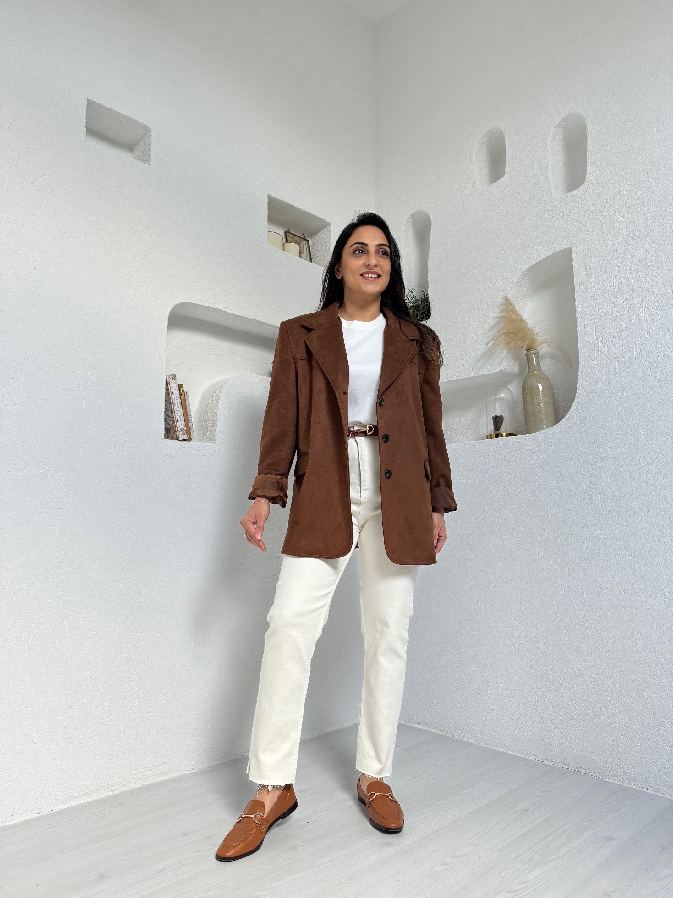 Taba Süet Blazer Ceket