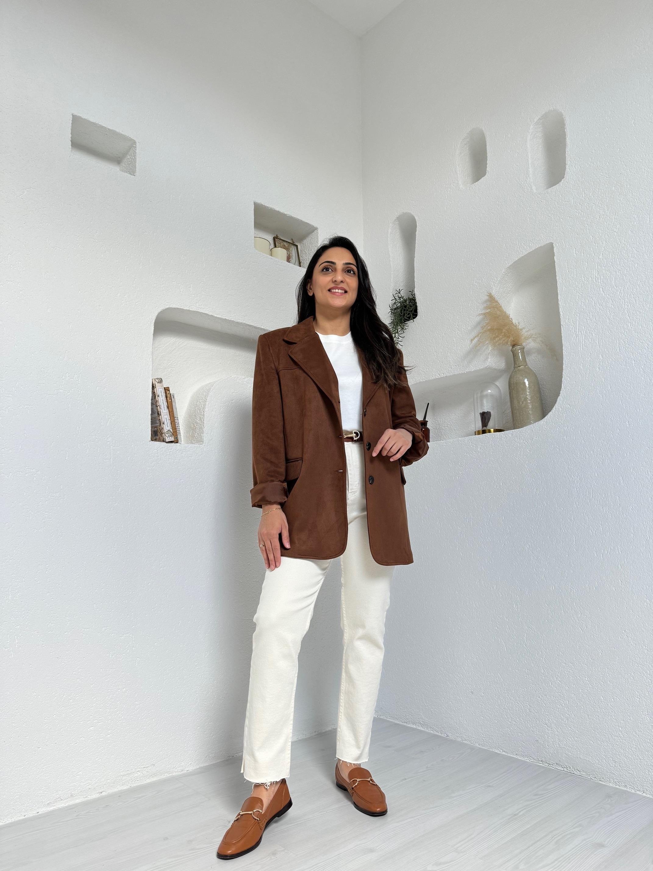Taba Süet Blazer Ceket