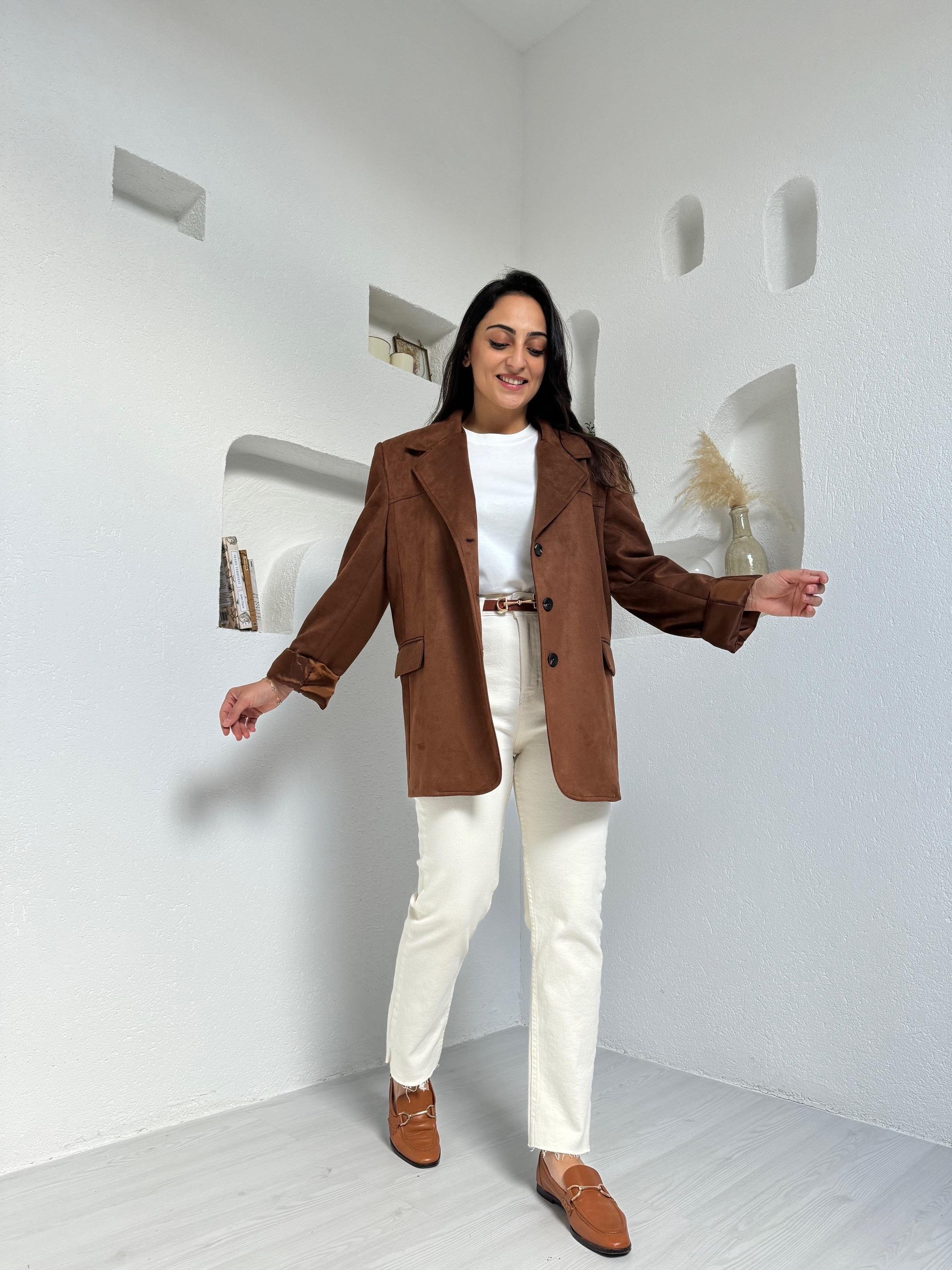 Taba Süet Blazer Ceket