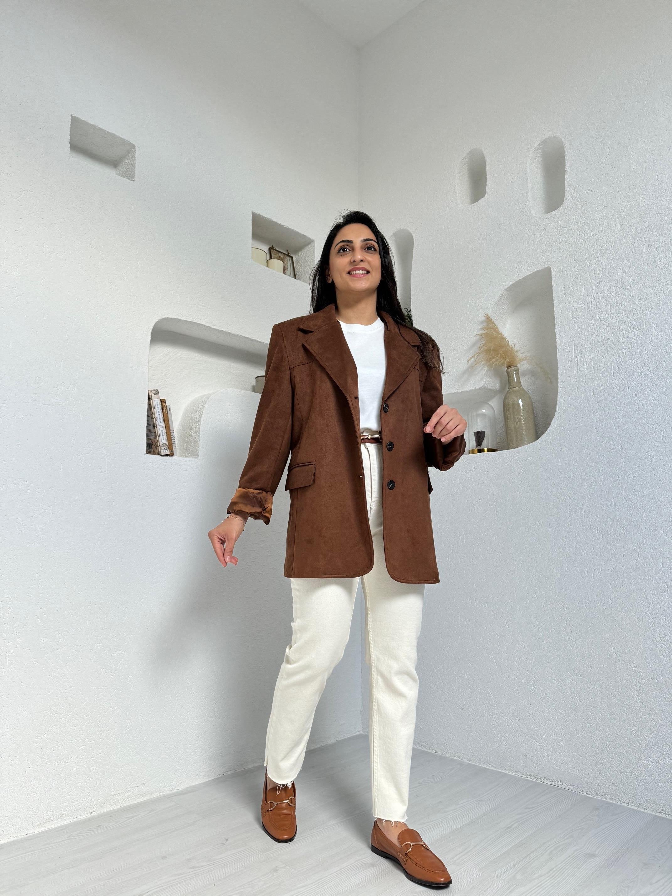Taba Süet Blazer Ceket