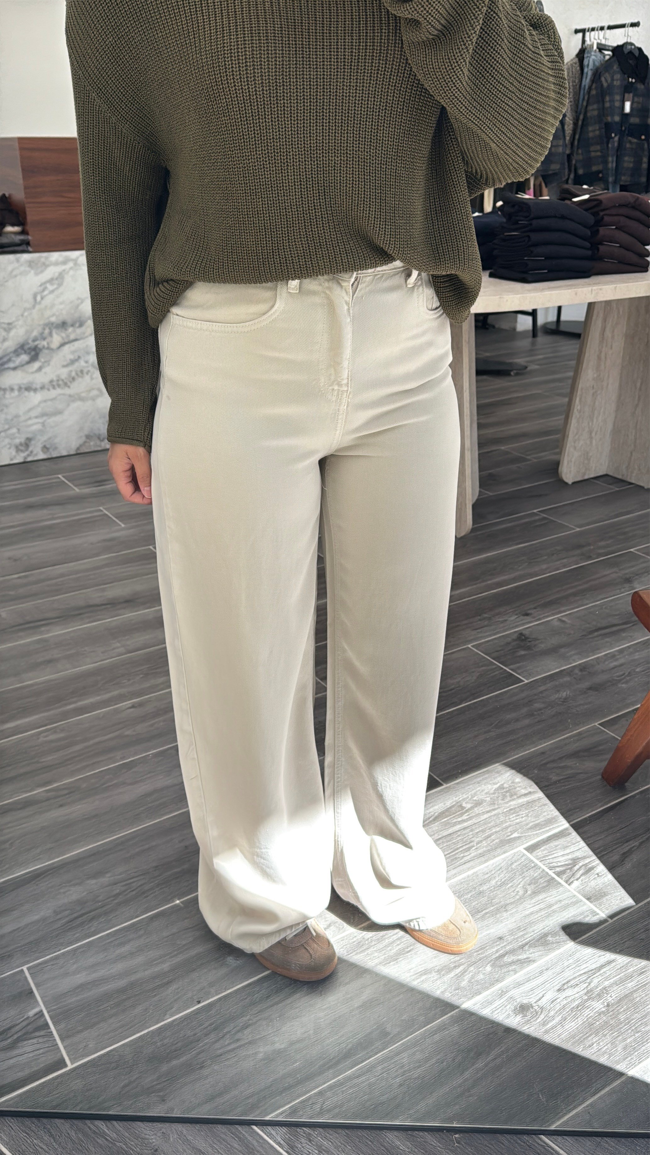 Taş Pamuklu Denim Rahat Jean