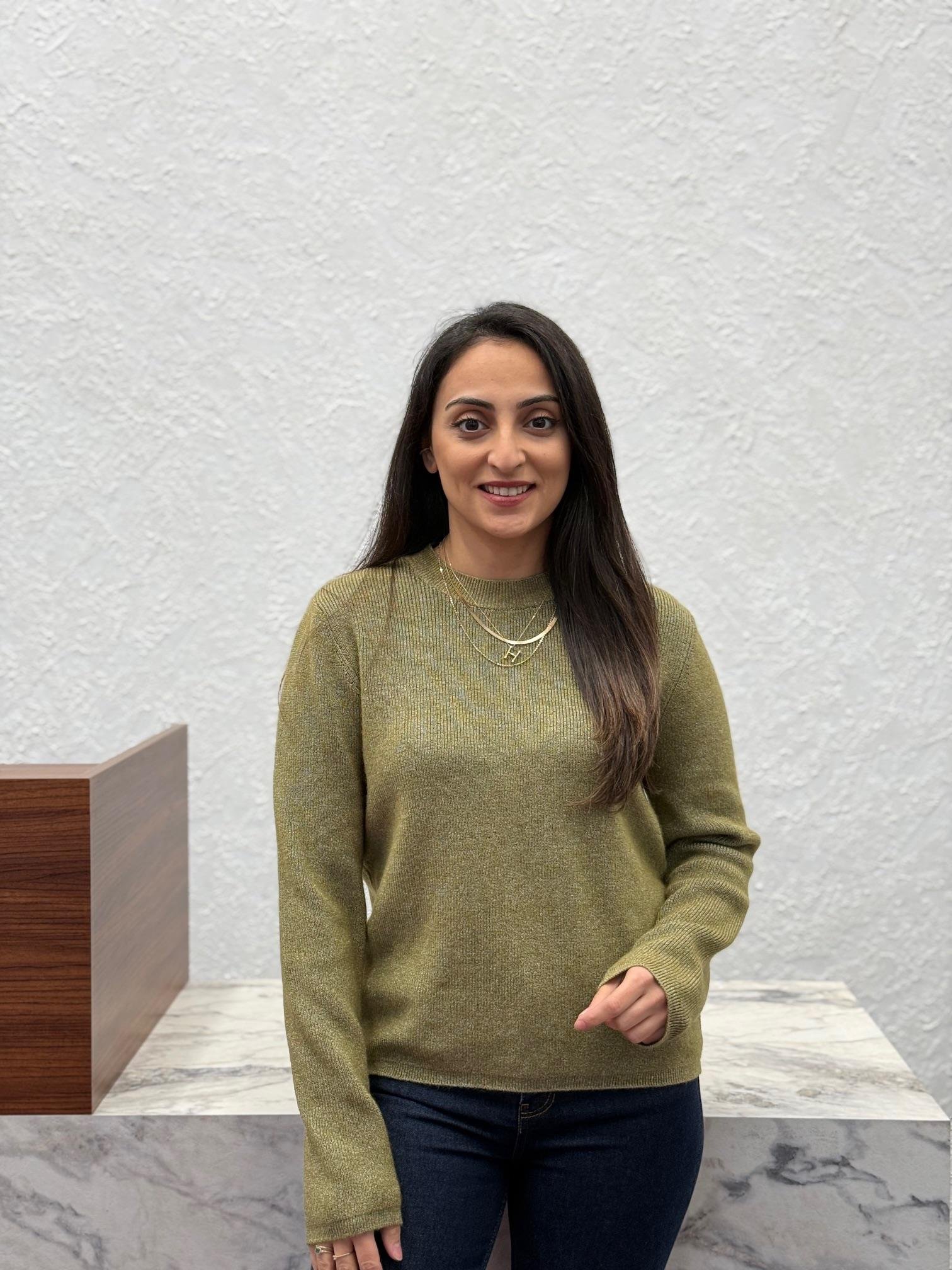 Yağ Yeşili Dokulu Basic Kazak
