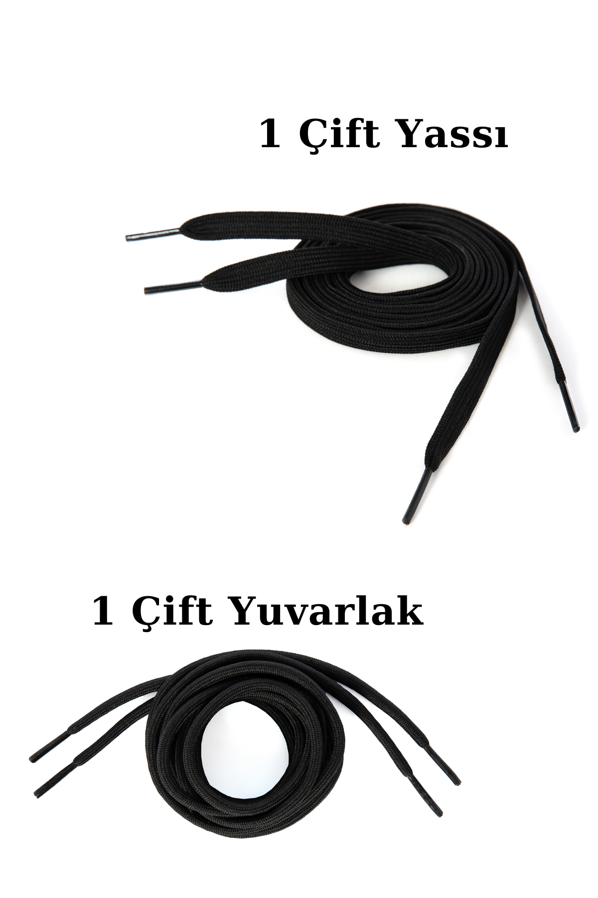 Siyah Ayakkabı Bağcığı - 2 Çift