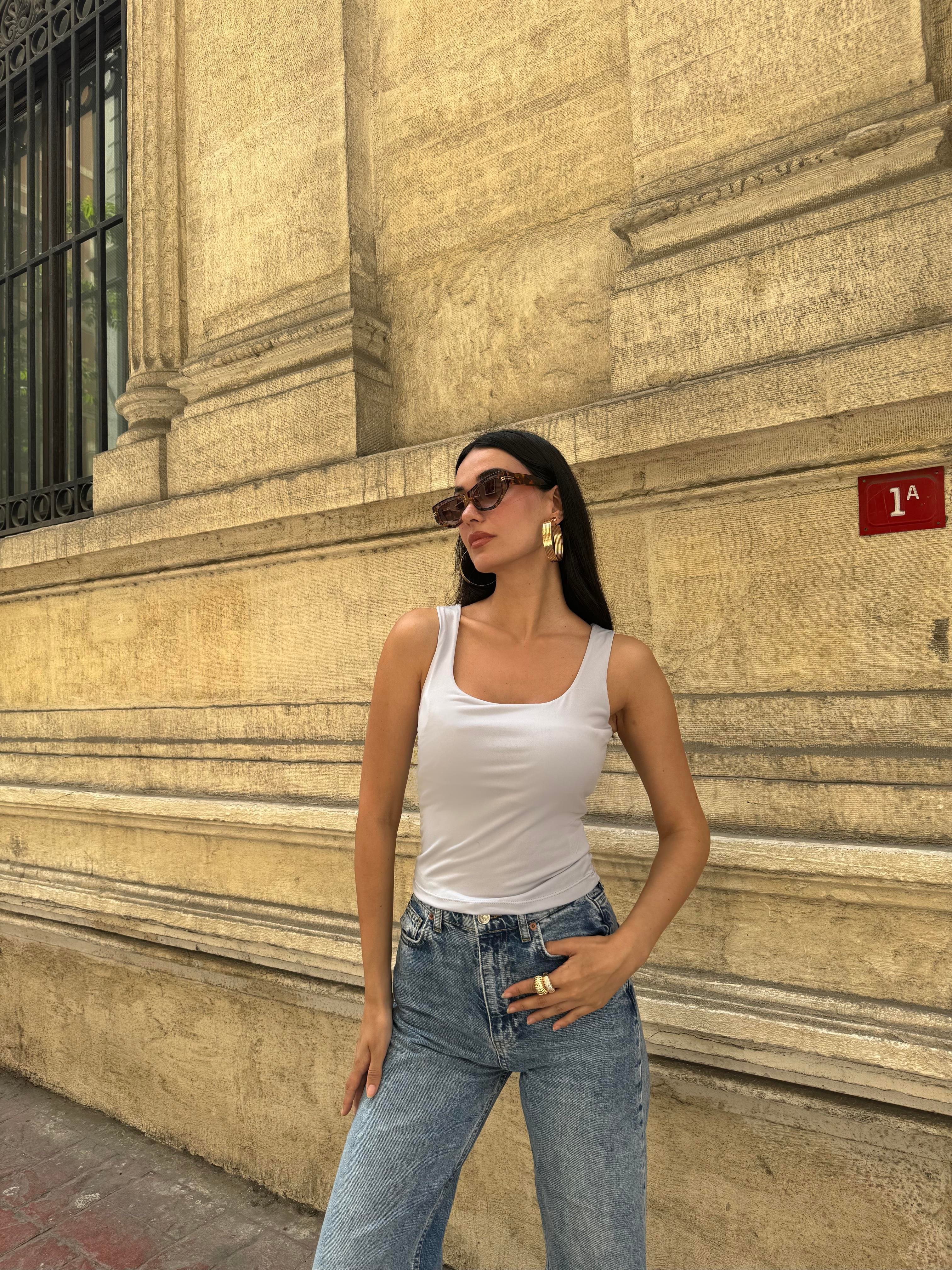 Açık Gri Kalın Askılı Kadın Bluz 27273